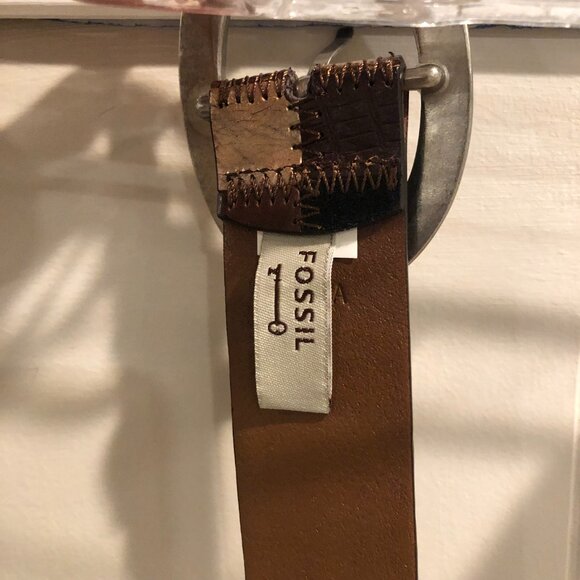 Fossil: Multicolor Patchwork Belt with Silver Buckle: Women’s Size Medium - Picture 5 of 7